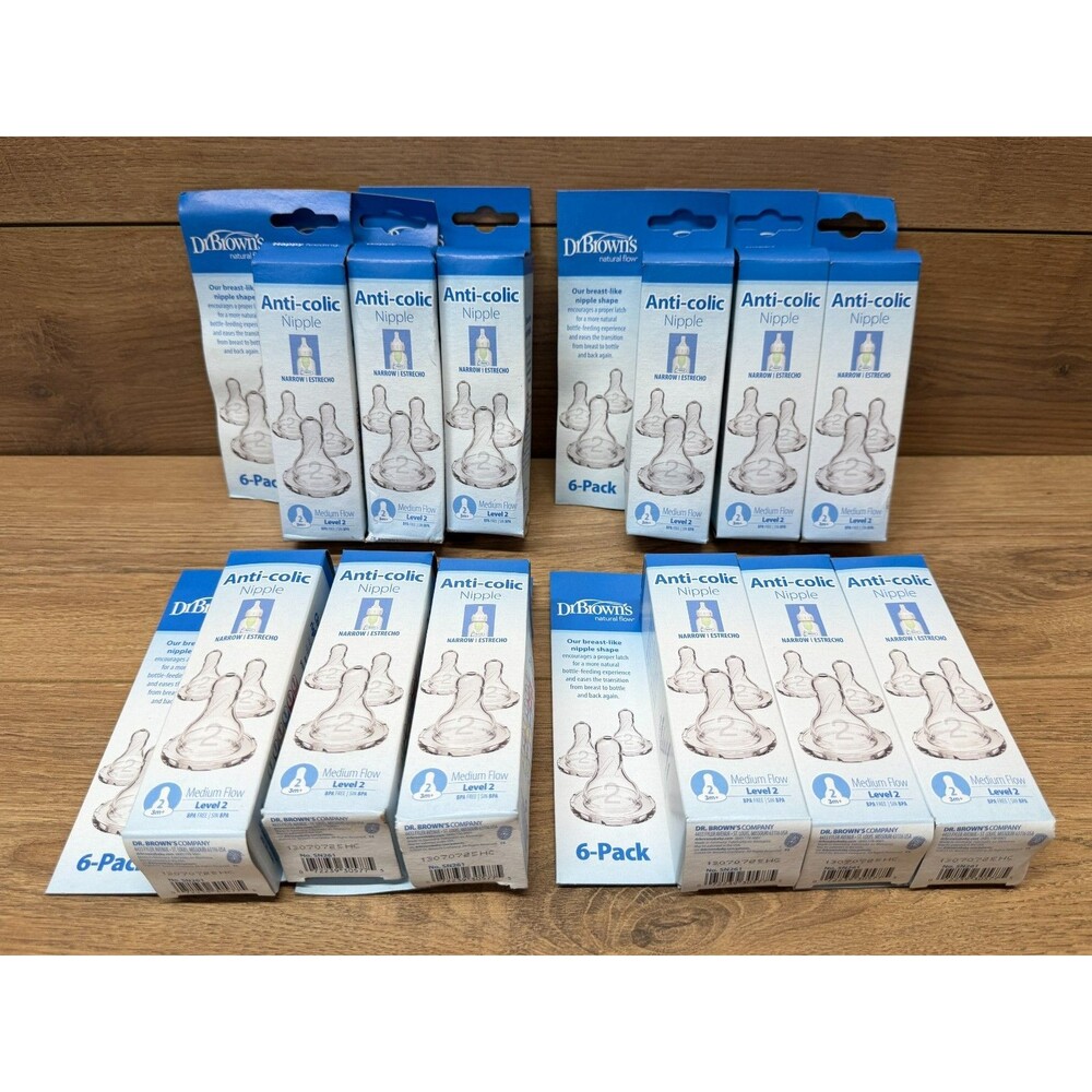 Dr. Brown's Anti-Colic Baby Nipples, Level 2 Silicone Narrow Nipples 72PC (Read)